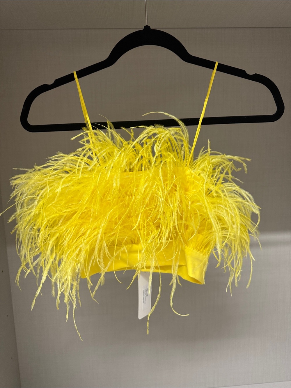 Crop top plumas amarillas - Adriana Fernandez